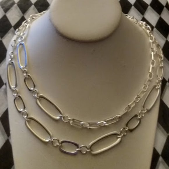 Napier Jewelry - NAPIER Modern Silver Paperclip & Geometric Chain Link 42" Necklace**NEW!